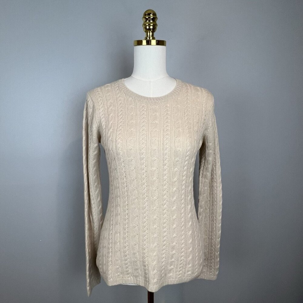 Peter Millar 100% Cashmere Cable‎ Knit Crew Neck Sweater Women’s Small 8-Ply